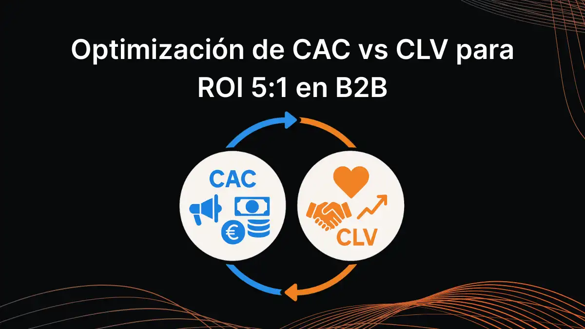 Diagrama mostrando la relación entre costo de adquisición y valor de vida del cliente B2B