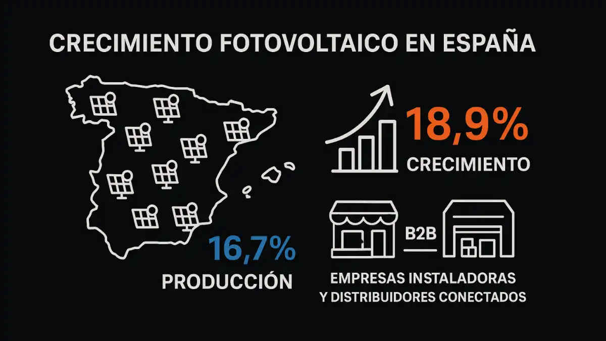Crecimiento solar fotovoltaico España distribución B2B componentes técnicos