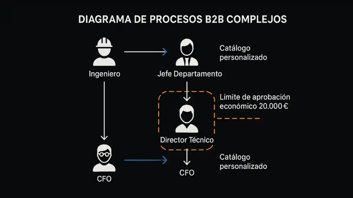 Magento 2 automoción procesos B2B multinivel aprobación usuarios