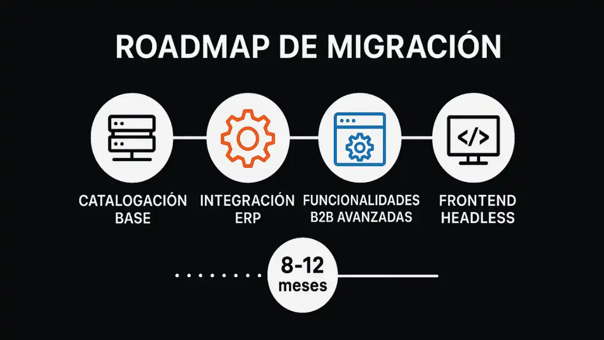 Magento 2 laboratorios migración sistema heredado fases implementación científica